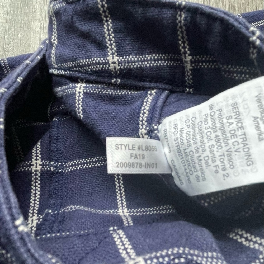 Madewell Plaid Navy High Rise Wide Leg Crop Pants - Picture 7 of 14